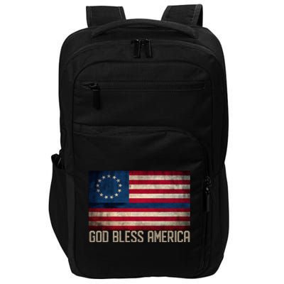 Betsy Ross Flag Blue Line God Bless America 1776 Cool Gift Impact Tech Backpack