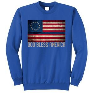 Betsy Ross Flag Blue Line God Bless America 1776 Cool Gift Sweatshirt