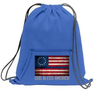 Betsy Ross Flag Blue Line God Bless America 1776 Cool Gift Sweatshirt Cinch Pack Bag