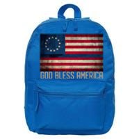 Betsy Ross Flag Blue Line God Bless America 1776 Cool Gift 16 in Basic Backpack