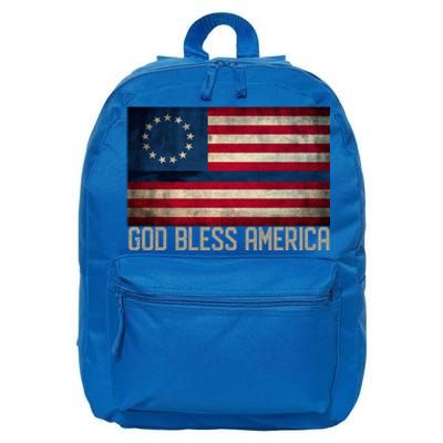 Betsy Ross Flag Blue Line God Bless America 1776 Cool Gift 16 in Basic Backpack