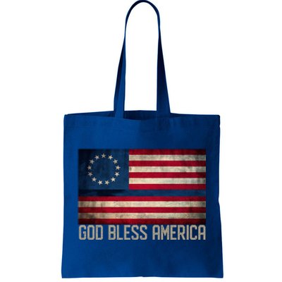 Betsy Ross Flag Blue Line God Bless America 1776 Cool Gift Tote Bag