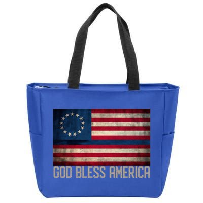 Betsy Ross Flag Blue Line God Bless America 1776 Cool Gift Zip Tote Bag