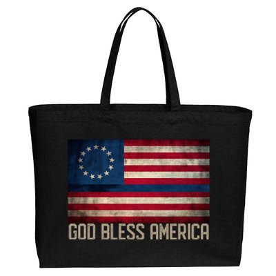 Betsy Ross Flag Blue Line God Bless America 1776 Cool Gift Cotton Canvas Jumbo Tote