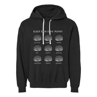 Black Rain Frog Moods Grumpy Black Desert Rain Frog Garment-Dyed Fleece Hoodie