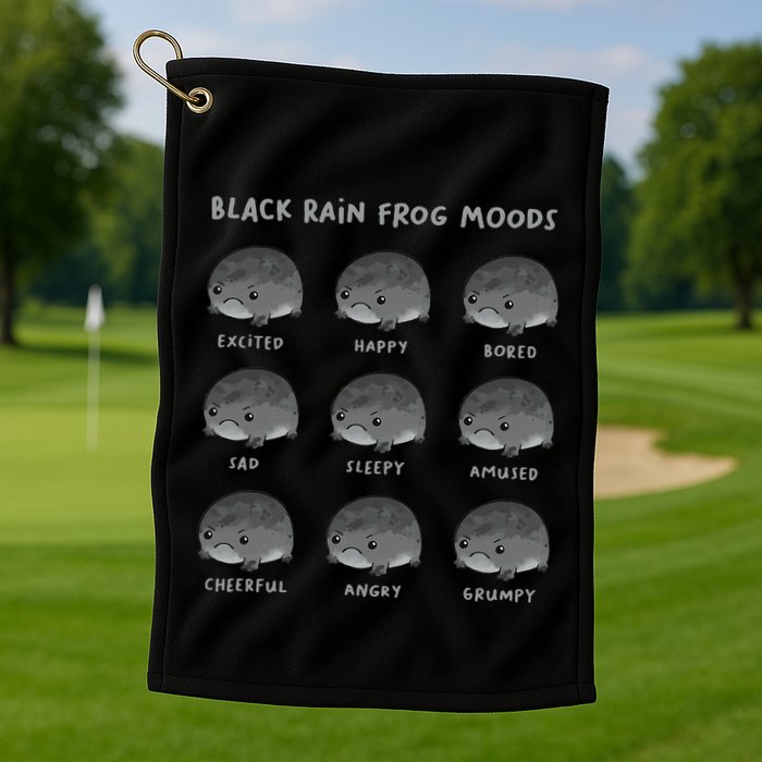 Black Rain Frog Moods Grumpy Black Desert Rain Frog Golf Towel