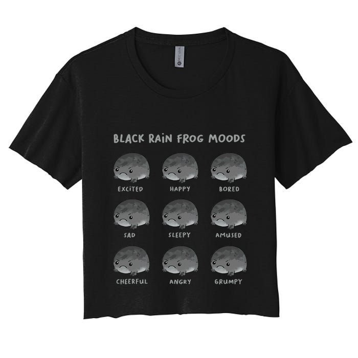 Black Rain Frog Moods Grumpy Black Desert Rain Frog Women's Crop Top Tee