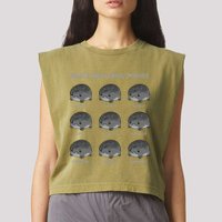 Black Rain Frog Moods Grumpy Black Desert Rain Frog Garment-Dyed Women's Muscle Tee