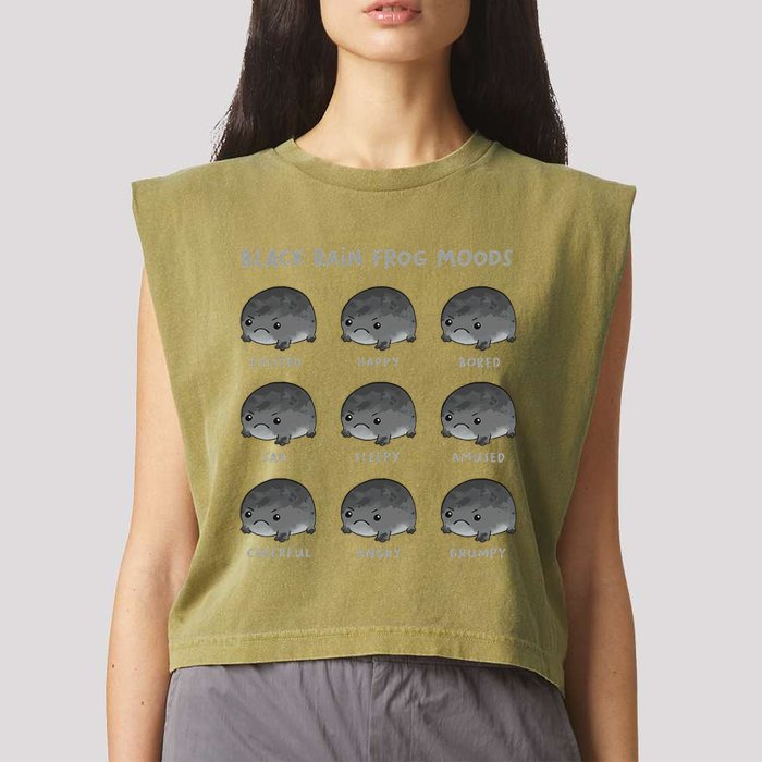 Black Rain Frog Moods Grumpy Black Desert Rain Frog Garment-Dyed Women's Muscle Tee