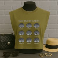 Black Rain Frog Moods Grumpy Black Desert Rain Frog Garment-Dyed Women's Muscle Tee