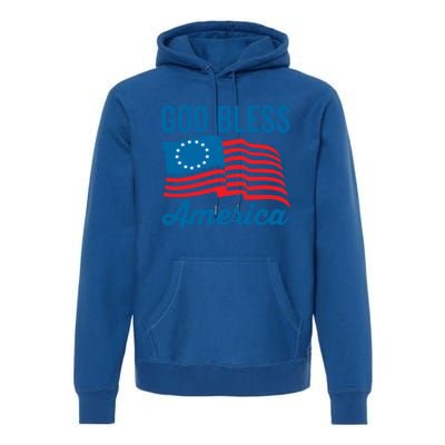 Betsy Ross Flag Usa Live Free 1776 God Bless America Gift Premium Hoodie