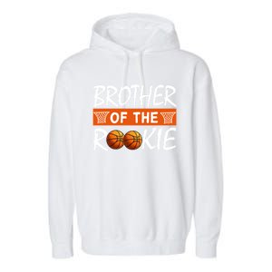 Basketball Rookie First Birthday Brother Family Matching Cute Gift Garment-Dyed Fleece Hoodie