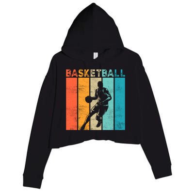 Basketball Retro For Basketball Team Sport Bball Crop Fleece Hoodie