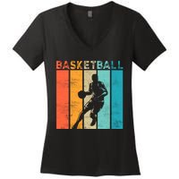 Basketball Retro For Basketball Team Sport Bball Women's V-Neck T-Shirt