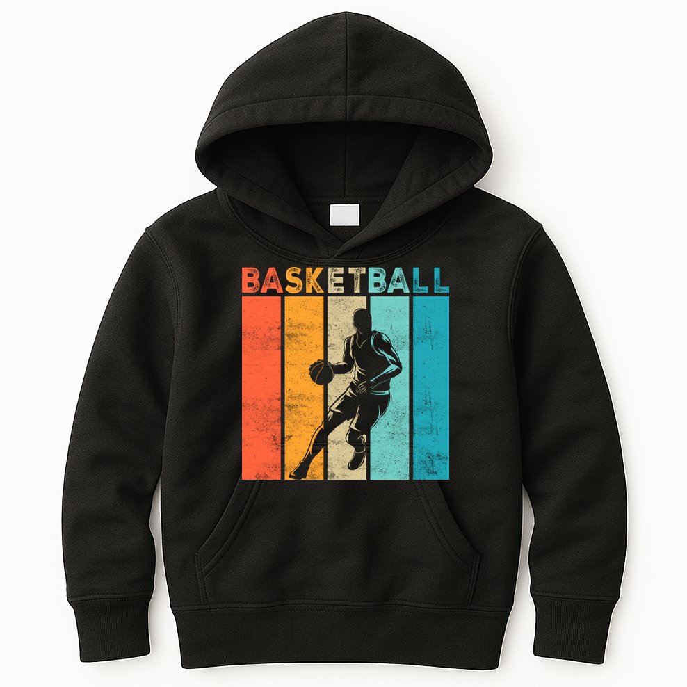 Basketball Retro For Basketball Team Sport Bball Kids Hoodie