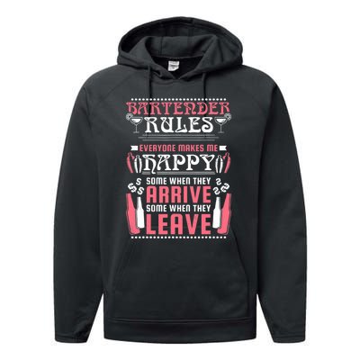 Bartender Rules, Funny Bartending Performance Fleece Hoodie