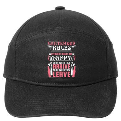 Bartender Rules, Funny Bartending 7-Panel Snapback Hat