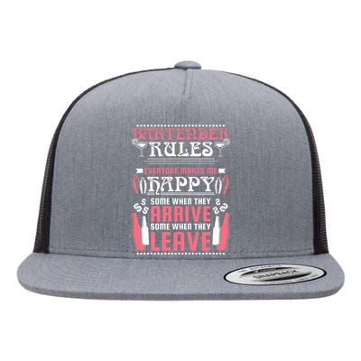 Bartender Rules, Funny Bartending Flat Bill Trucker Hat