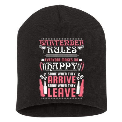 Bartender Rules, Funny Bartending Short Acrylic Beanie