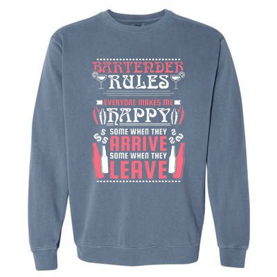 Bartender Rules, Funny Bartending Garment-Dyed Sweatshirt