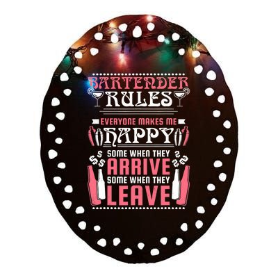 Bartender Rules, Funny Bartending Ceramic Oval Ornament