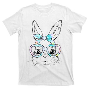 Bunny Rabbit Face Glasses Girl Happy Easter Day T-Shirt