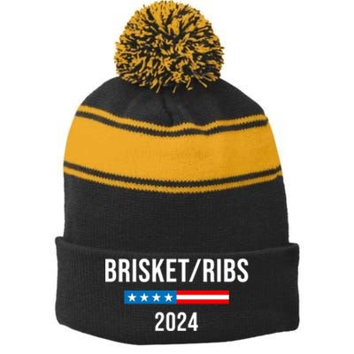 Brisket Ribs Funny Brisket Ribs 2024 Stripe Pom Pom Beanie