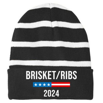 Brisket Ribs Funny Brisket Ribs 2024 Striped Beanie with Solid Band