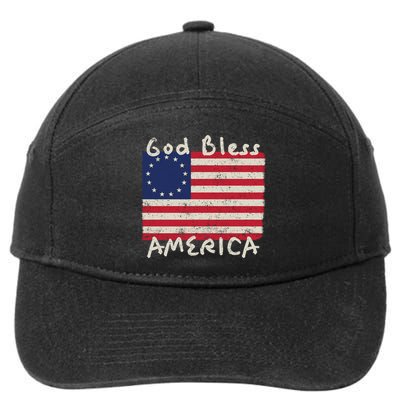 Betsy Ross Flag 13 Colonies God Bless America Gift 7-Panel Snapback Hat