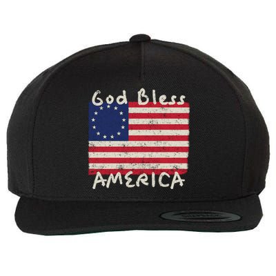 Betsy Ross Flag 13 Colonies God Bless America Gift Wool Snapback Cap