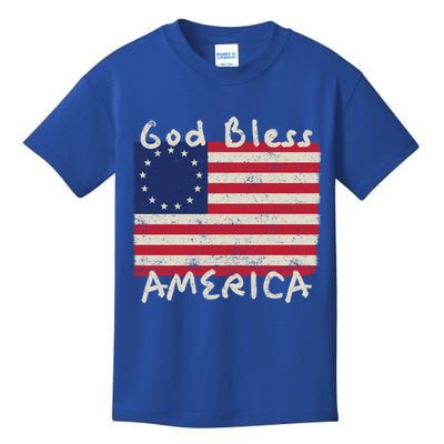Betsy Ross Flag 13 Colonies God Bless America Gift Kids T-Shirt