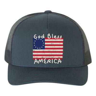 Betsy Ross Flag 13 Colonies God Bless America Gift Yupoong Adult 5-Panel Trucker Hat