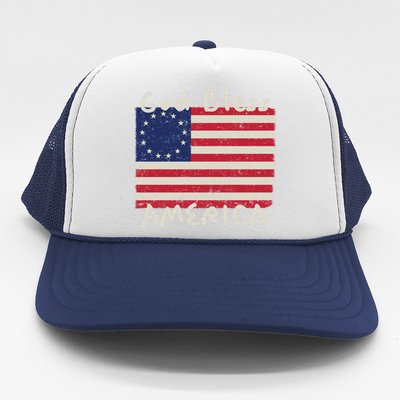 Betsy Ross Flag 13 Colonies God Bless America Gift Trucker Hat