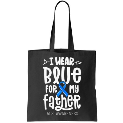 Blue Ribbon For Father Dad ALS Awareness Family Cure Bag