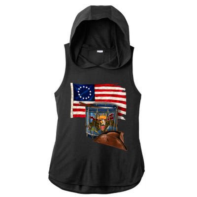 Betsy Ross Flag Patriot Drum Ladies PosiCharge Tri-Blend Wicking Draft Hoodie Tank