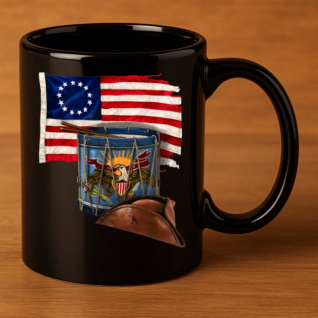 Betsy Ross Flag Patriot Drum 11oz C Handle Ceramic Mug