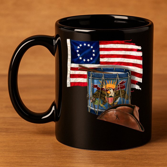 Betsy Ross Flag Patriot Drum 11oz C Handle Ceramic Mug