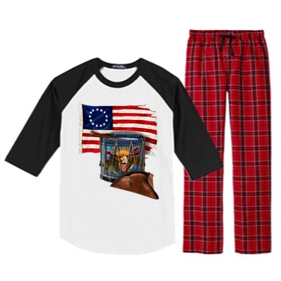 Betsy Ross Flag Patriot Drum Raglan Sleeve Pajama Set