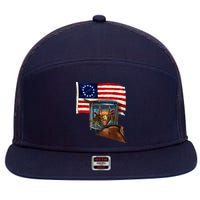 Betsy Ross Flag Patriot Drum 7 Panel Mesh Trucker Snapback Hat