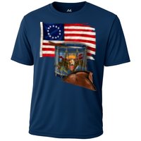 Betsy Ross Flag Patriot Drum Cooling Performance Crew T-Shirt