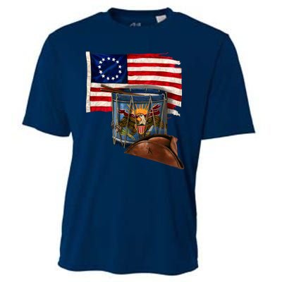 Betsy Ross Flag Patriot Drum Cooling Performance Crew T-Shirt