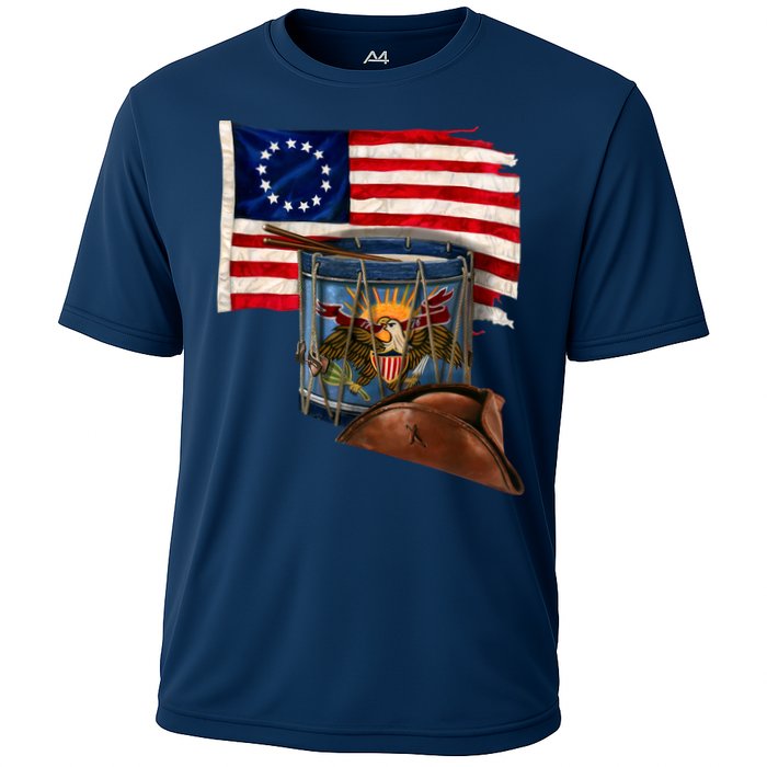 Betsy Ross Flag Patriot Drum Cooling Performance Crew T-Shirt