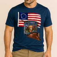 Betsy Ross Flag Patriot Drum Cooling Performance Crew T-Shirt