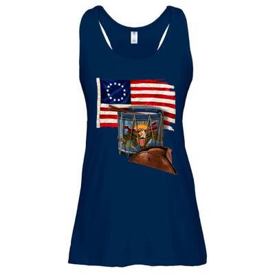 Betsy Ross Flag Patriot Drum Ladies Essential Flowy Tank