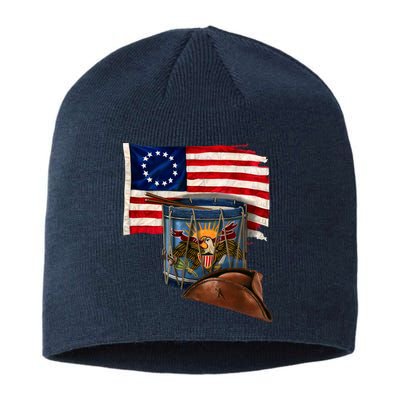 Betsy Ross Flag Patriot Drum Sustainable Beanie