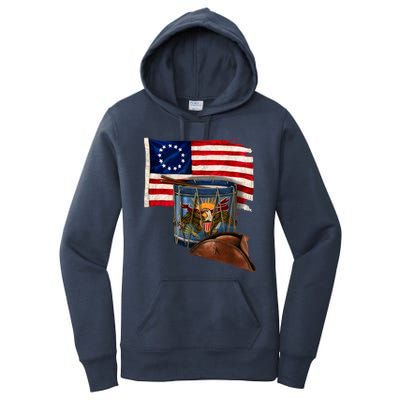 Betsy Ross Flag Patriot Drum Women's Pullover Hoodie