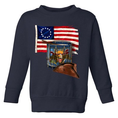 Betsy Ross Flag Patriot Drum Toddler Sweatshirt