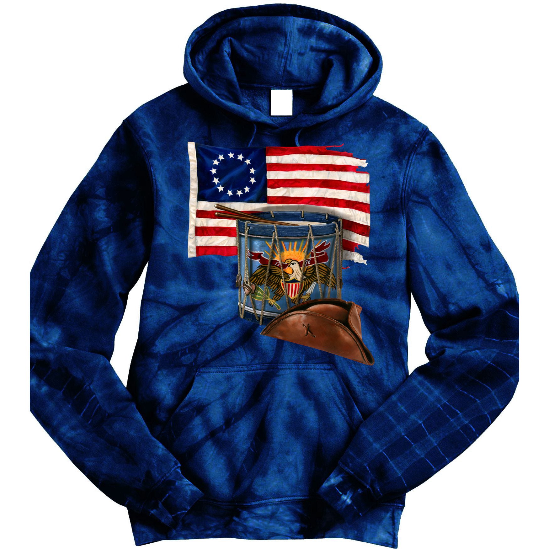 Betsy Ross Flag Patriot Drum Tie Dye Hoodie