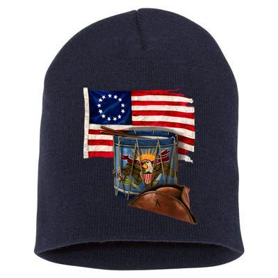 Betsy Ross Flag Patriot Drum Short Acrylic Beanie