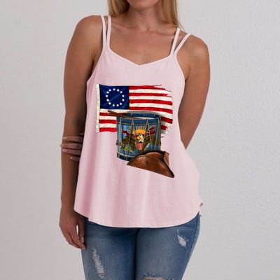 Betsy Ross Flag Patriot Drum Women's Strappy Tank